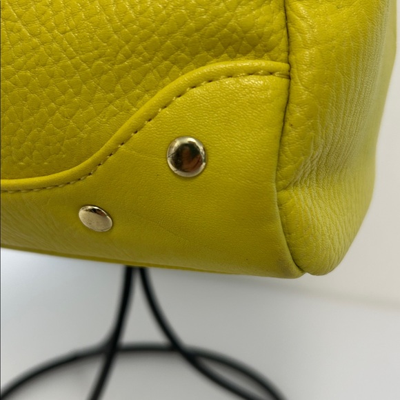 Olivia+Joy NY Vibrant Yellow Chartreuse Dual Handle Zip Top Mini Satchel Handbag - Picture 9 of 16
